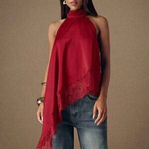 Red Elegant Women's Backless Lace Camisole